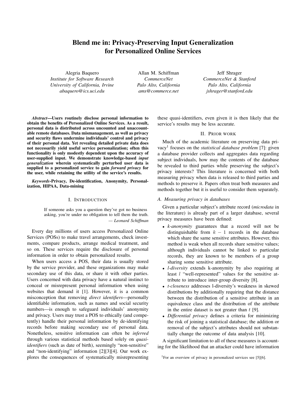First page of Blend Me In: Privacy-Preserving Input Generalization