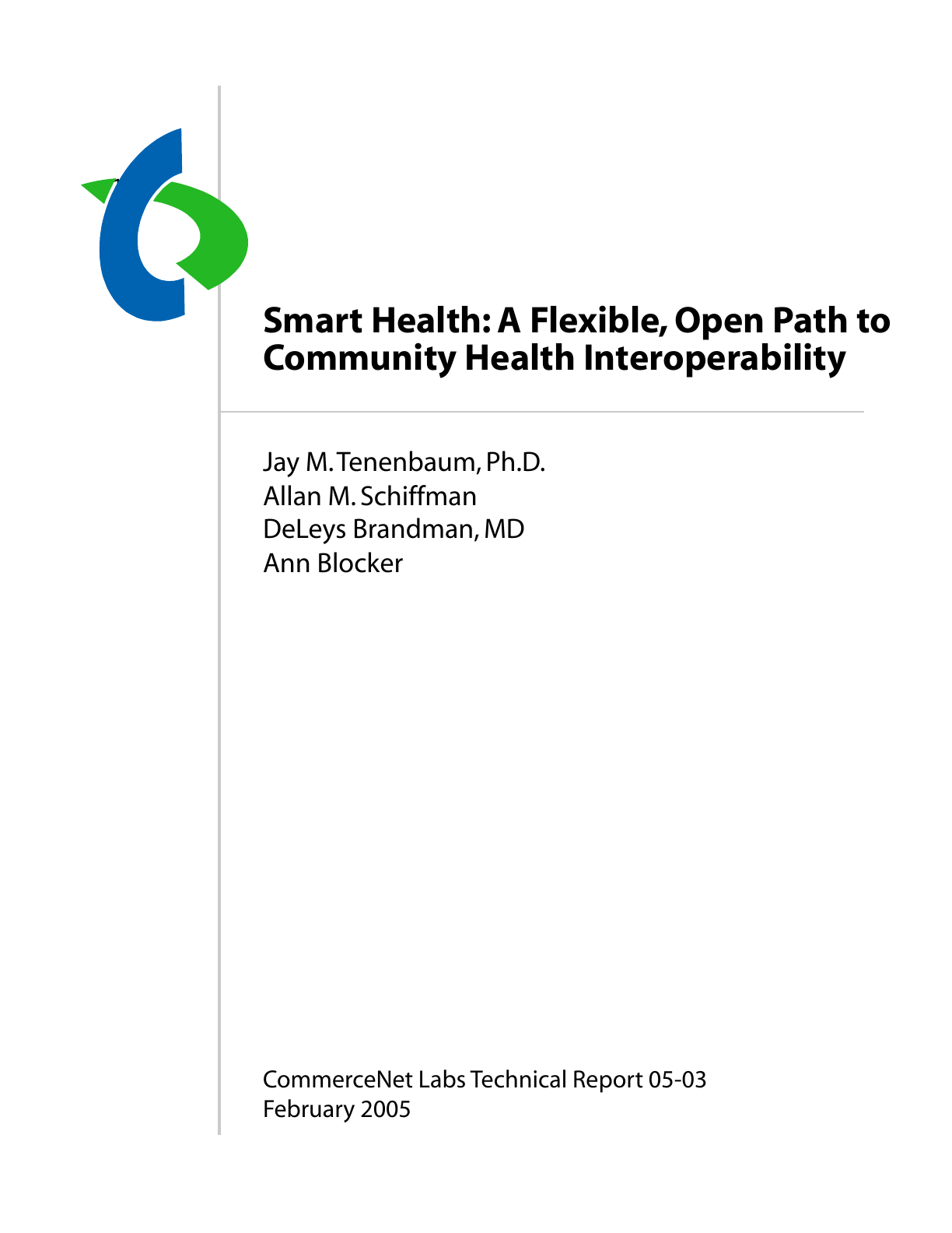 First page of Smart Health: A Flexible, Open Path to Community Health Interoperability